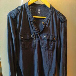 INC men's henley with silver buttons